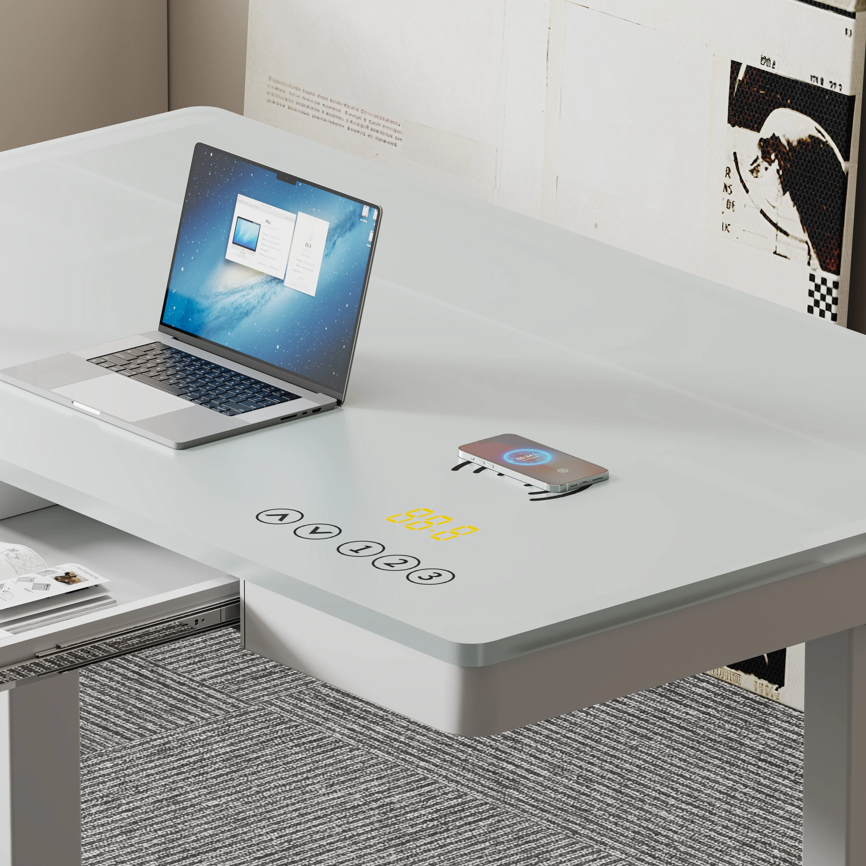 ارتفاع كهربائي أساسي قابل للتعديل طاولة مكتب مكتب المنزل كمبيوتر ألعاب دراسة الصناعية الحديثة محرك واحد