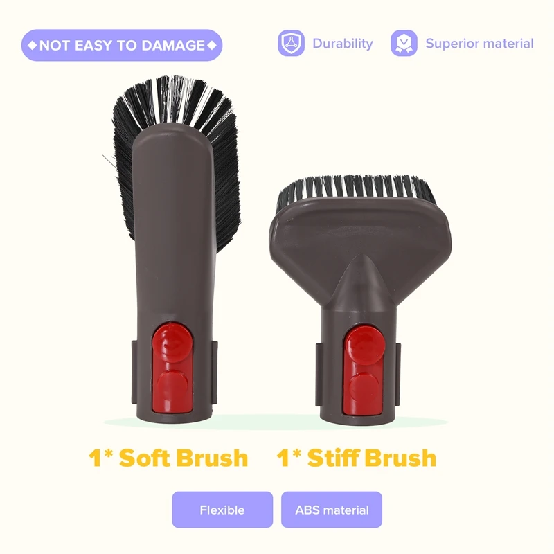 Kit de fixação de escova para dyson v8 v7 v10 v11, acessórios de aspirador de pó incluindo escova de sujeira teimosa, escova de pó macia