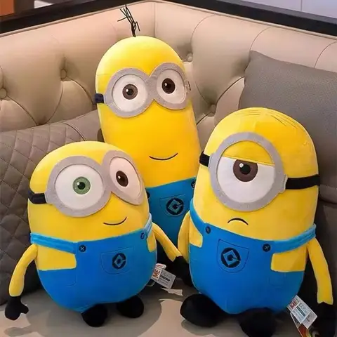 Niedliche Minions-Filmfiguren, gelbe Plüschtiere, Bob Stuart in Jeans, weiche Puppen, Spielzeug und Hobbys, Weihnachts- und Geburtstagsgeschenk, 1 Stück