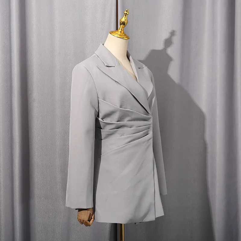 HKSH ربيع الخريف جديد المرأة السترة مطوي الخصر Cinching سليم صالح بلون أنيقة موضة مكتب سيدة الاتجاه معطف HK15496 #2