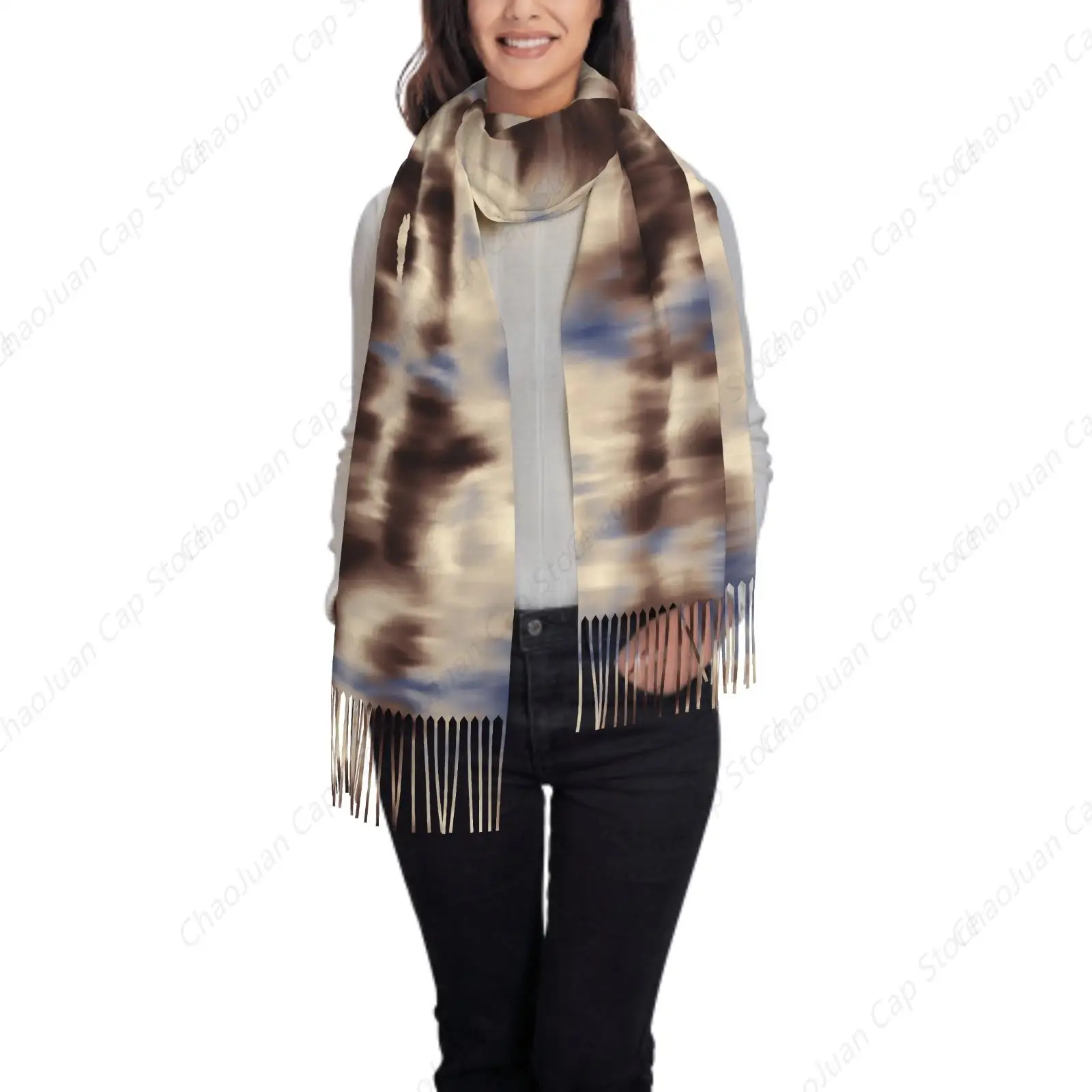 

Кашемировый зимний шарф с принтом красителя в стиле ретро, модное мягкое теплое женское одеяло, шаль, накидка