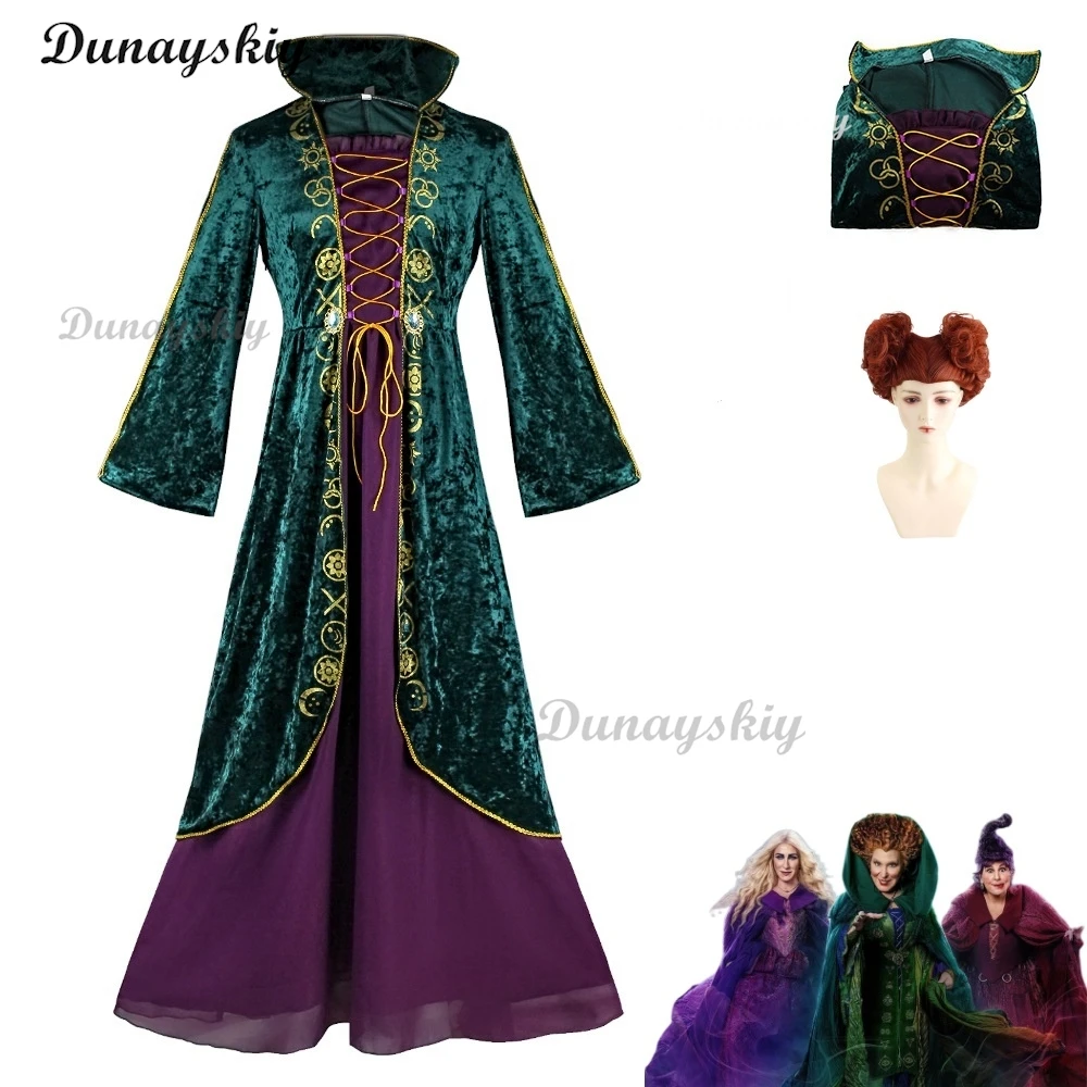 Halloween Children Cosplay Girls Witch Sanderson Sisters Mary Sarah Winifred Dress Child Masquerade Party Costume