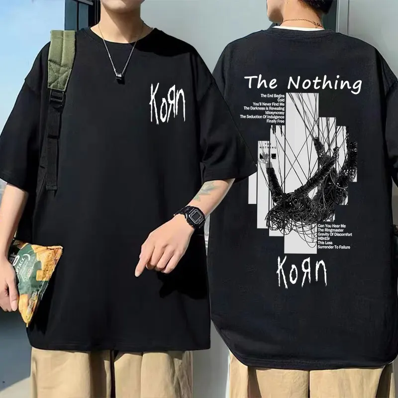 

Rock Band Korn The Nothing Album Graphic T-shirt Men Women Vintage 90s Alternative Metal T-shirts Man Oversized Cotton T Shirt