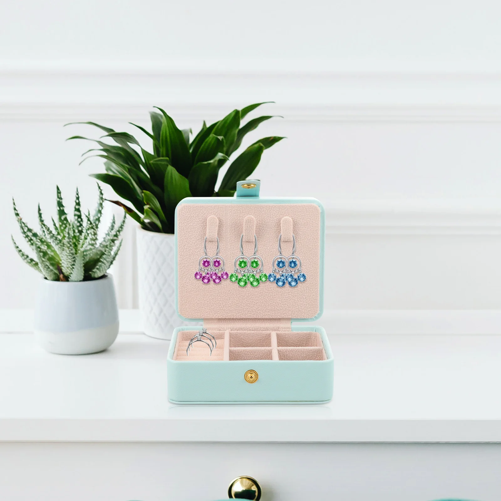 Jewelry Organizer Box Earrings Necklace Ring Holder Storage Case Multi-Function Gift for Her Jewelry Box