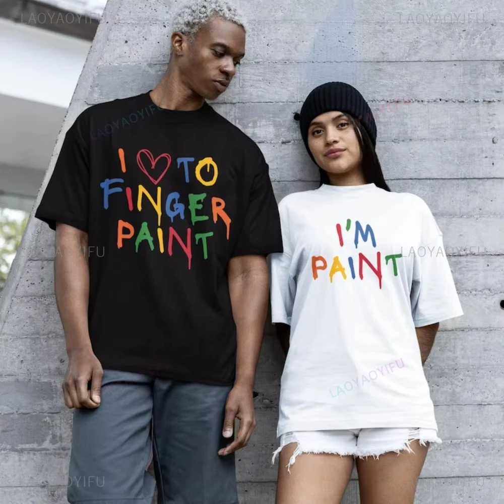 

Я люблю палец, краску, я краску, одинаковые футболки с рисунком для пар, забавные футболки с рисунком для мужа, жены, парня, подруги, хлопковая футболка, повседневная