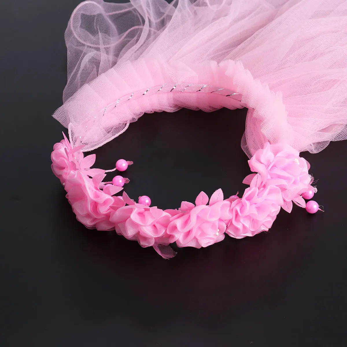 

Вуаль для первого причастия: элегантный белый кружевной головной убор с жемчугом и цветами ручной работы, идеально подходит для свадеб, вечеринок и балов.