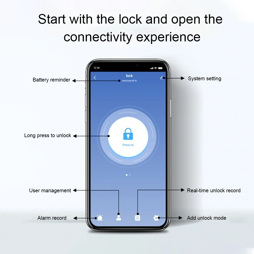 5-in-1 Unlock Smart Door Lock Keyless Entry Biometric Door Knob with Keypad BT Tuya App Remote Control Password Fingerprint