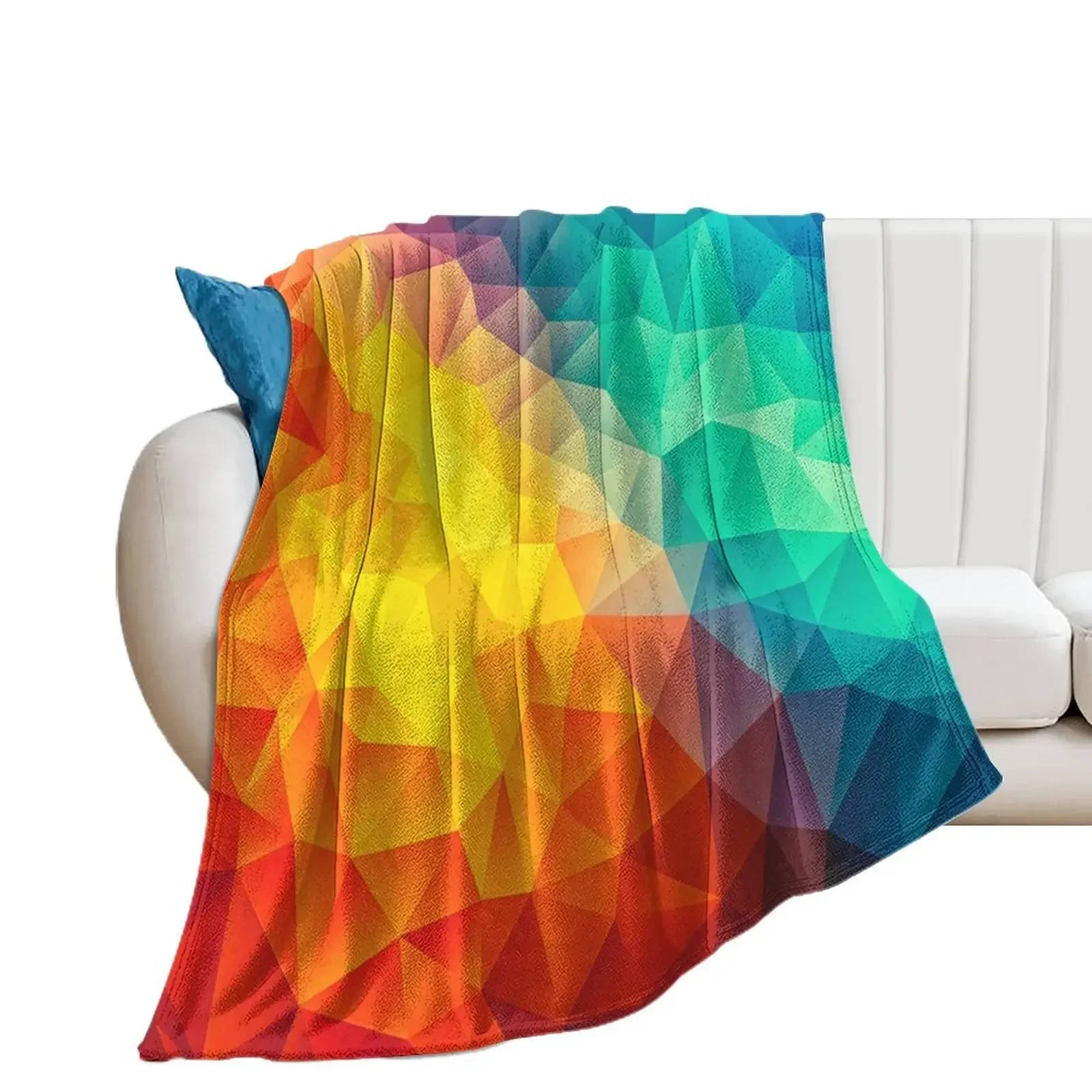 Abstract Multi Color Cubizm Painting Throw Blanket Vintage Bed linens Blankets