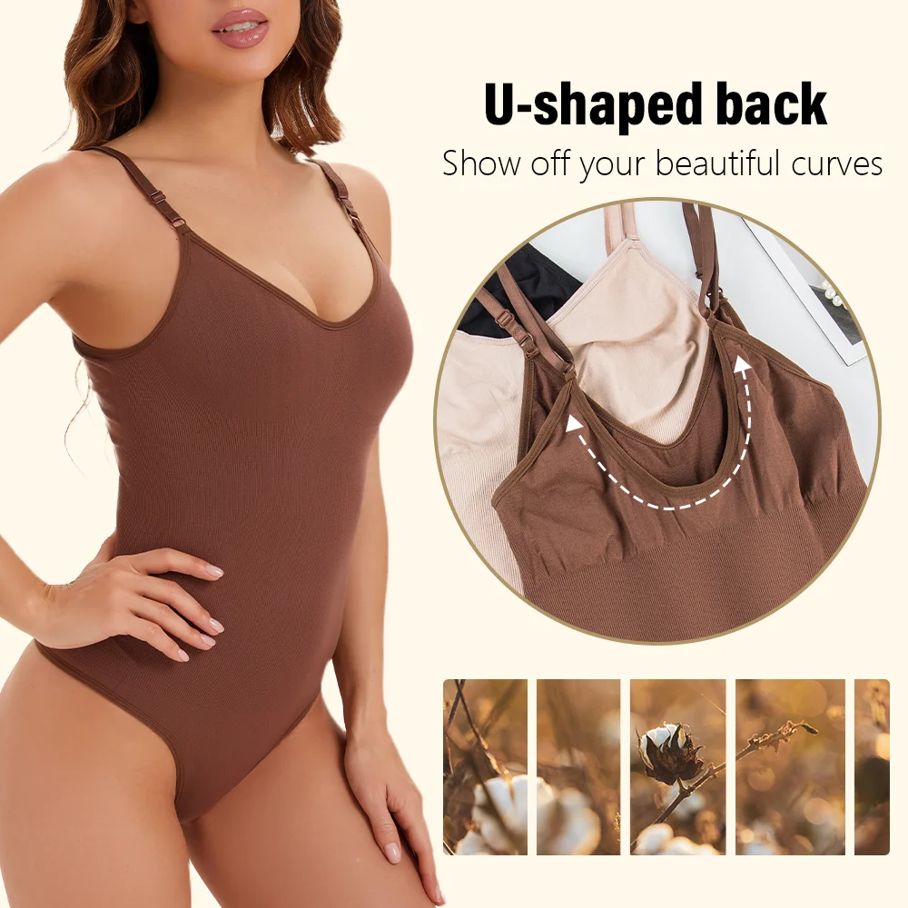 High Elastic Bodysuit for Women Tummy Control Shapewear Sexy Seamless Sculpting Thong Body Shaper Slimmer Slimming Black Tank image 4