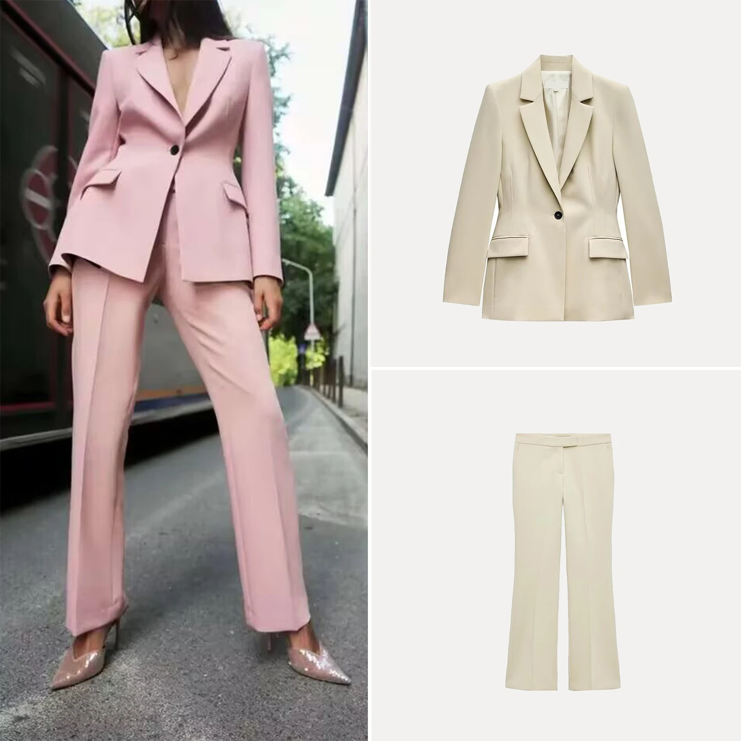 Z Faion Long Sve-Anzug für Damen, Jaet und ausgestellte Hose, Set 2025, Neuankömmling, zweiteiliges Outfit von Ele Workwear