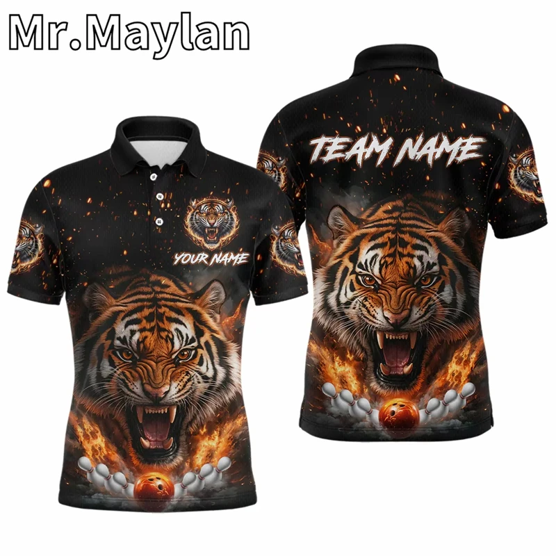 3D Mens Bowling Sports Man Polo Shirt Ustom Red Light Bowling Ball And Pins Team Bowling Jersey Outfit Gift Bowlers Unisex Tops