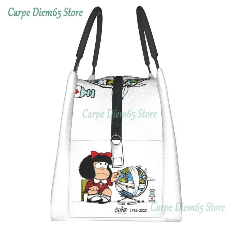 Quino Comics Mafalda Insulated Lunch Tote Bag for Women Cartoon Manga Portable Cooler Thermal Food Lunch Box Hospital Office