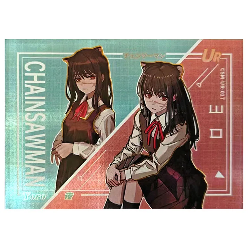 Anime Chainsaw Man Rare UR Collectible Card Denji Makima Power Higashiyama Kobeni Sawatari Akane Toys for boys Birthday Present