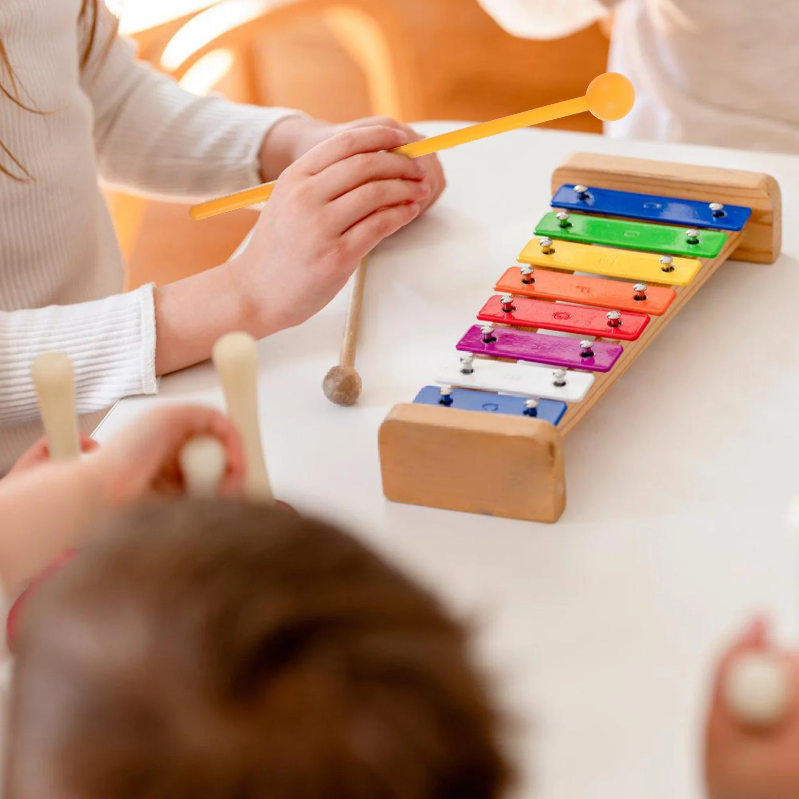 Baguettes à cloche en plastique, 2 pièces, maillets à Percussion, poignée confortable antidérapante pour enfants débutants, bâton de tambour de langue