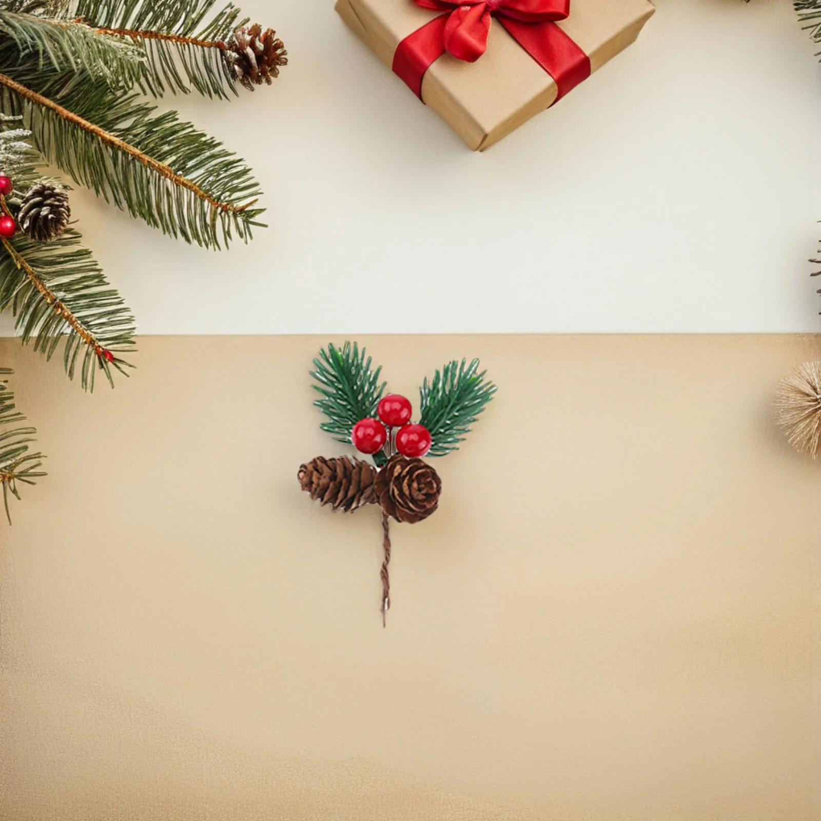 

30Pcs Christmas Picks Realistic Artificial Pine Branches Red Berries Pine Cones Festive Decor for DIY Wreaths Garlands Vases