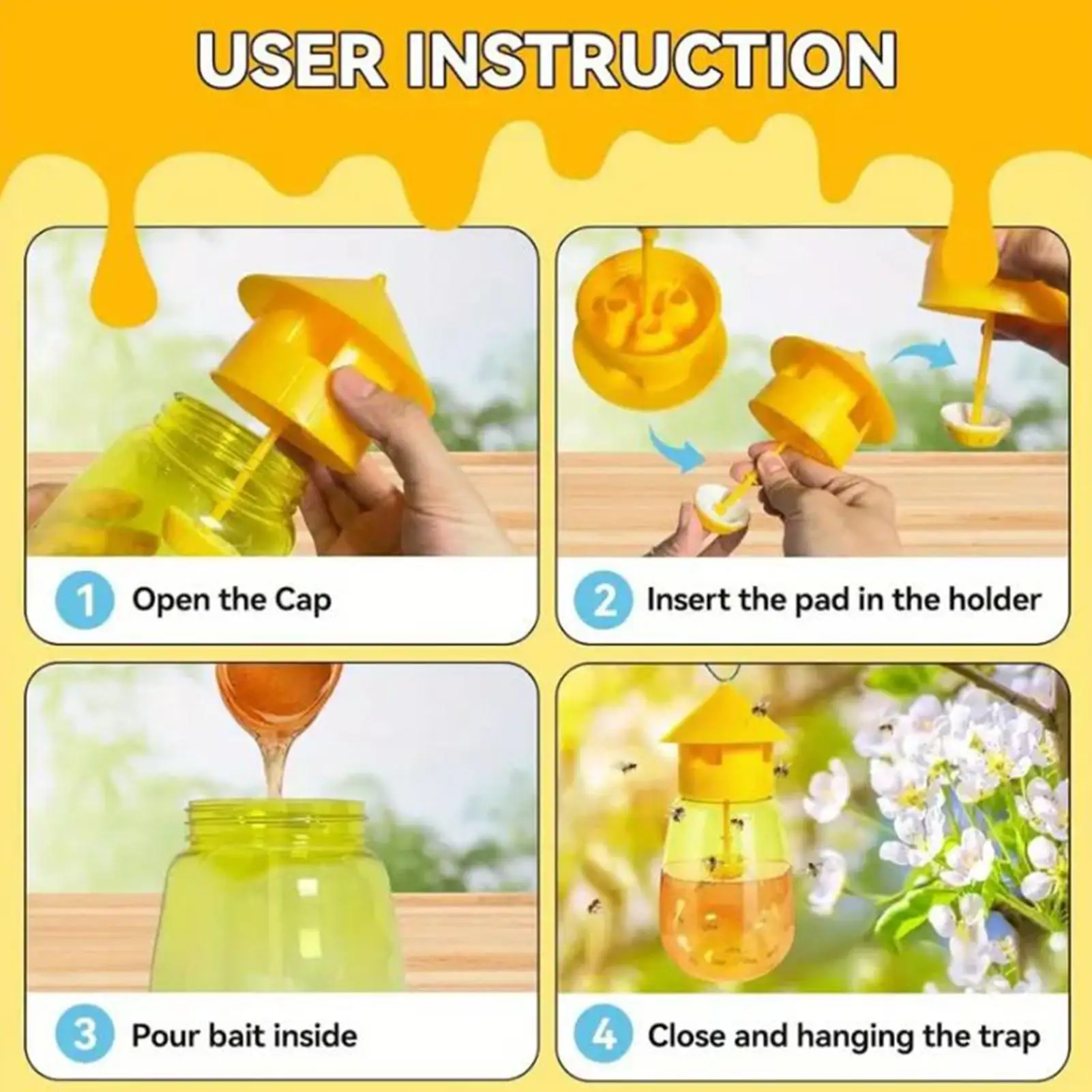 مصائد ذباب الفاكهة للداخل طعم الردع طويل الأمد خارج الفناء السائل الطعم فخ الذباب الفاكهة لنافذة الحمام المطبخ #5