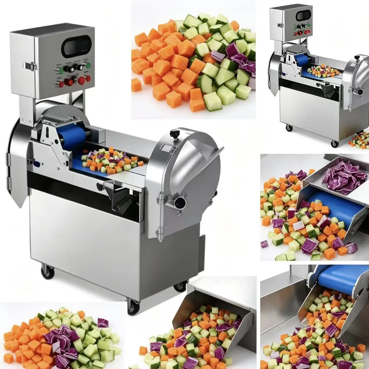 Multi Functional Vegetable Slicer, Commercial Automatic Fruit and Vegetable Cutting Machine, Shredded, Diced and Sliced Machine