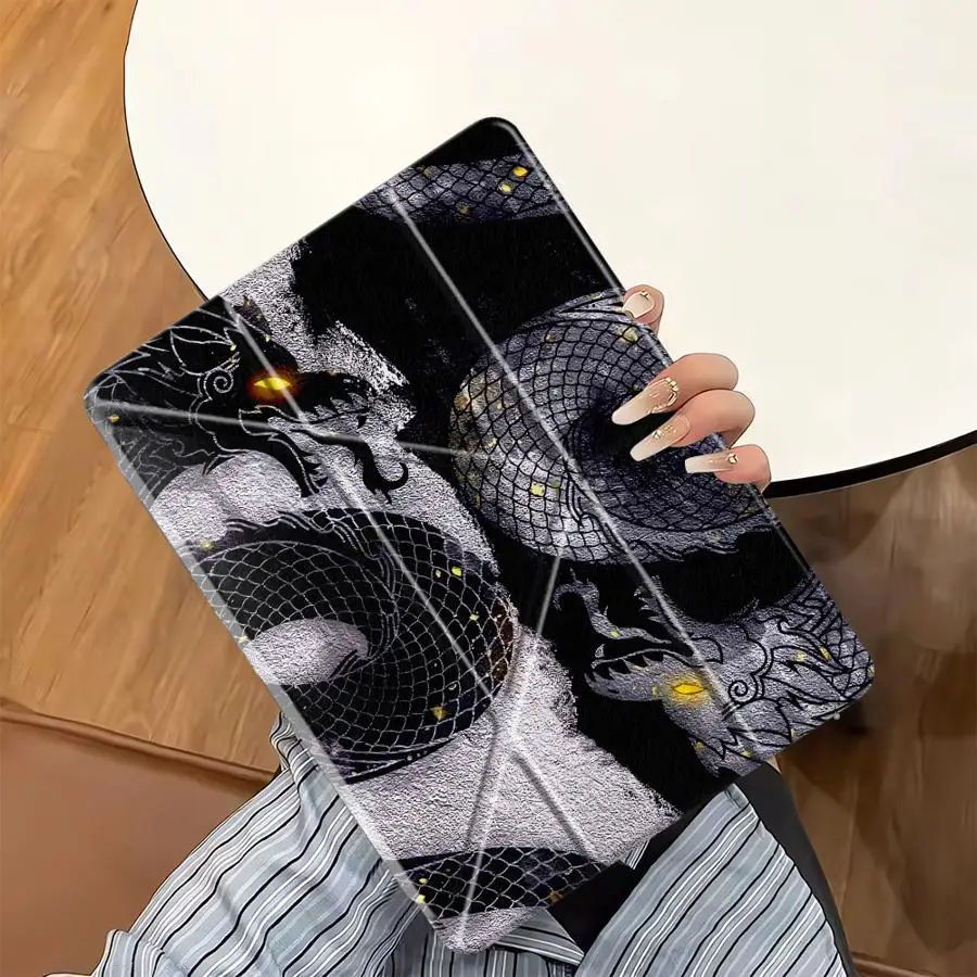 

Dragon Tiger Holder Cover Tablet Case For iPad Pro 10th 7th 11th 9th 8th Air M2 1 2 M4 Air 2025 4 5 M3 Mini 7 6