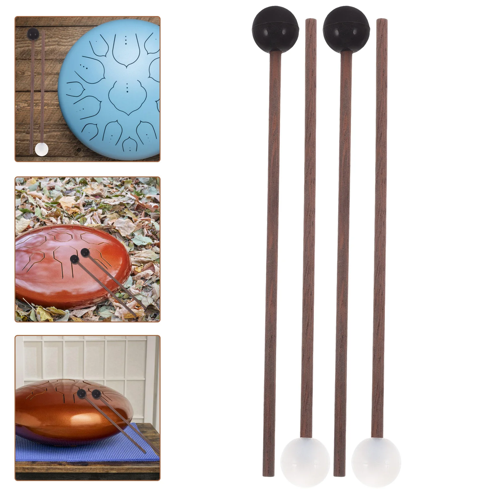 

4pcs Drum Mallet For Steel Tongue Drum Rubber Head Percussion Instrument Stick Portable Small Drumstick Wooden Handle Music
