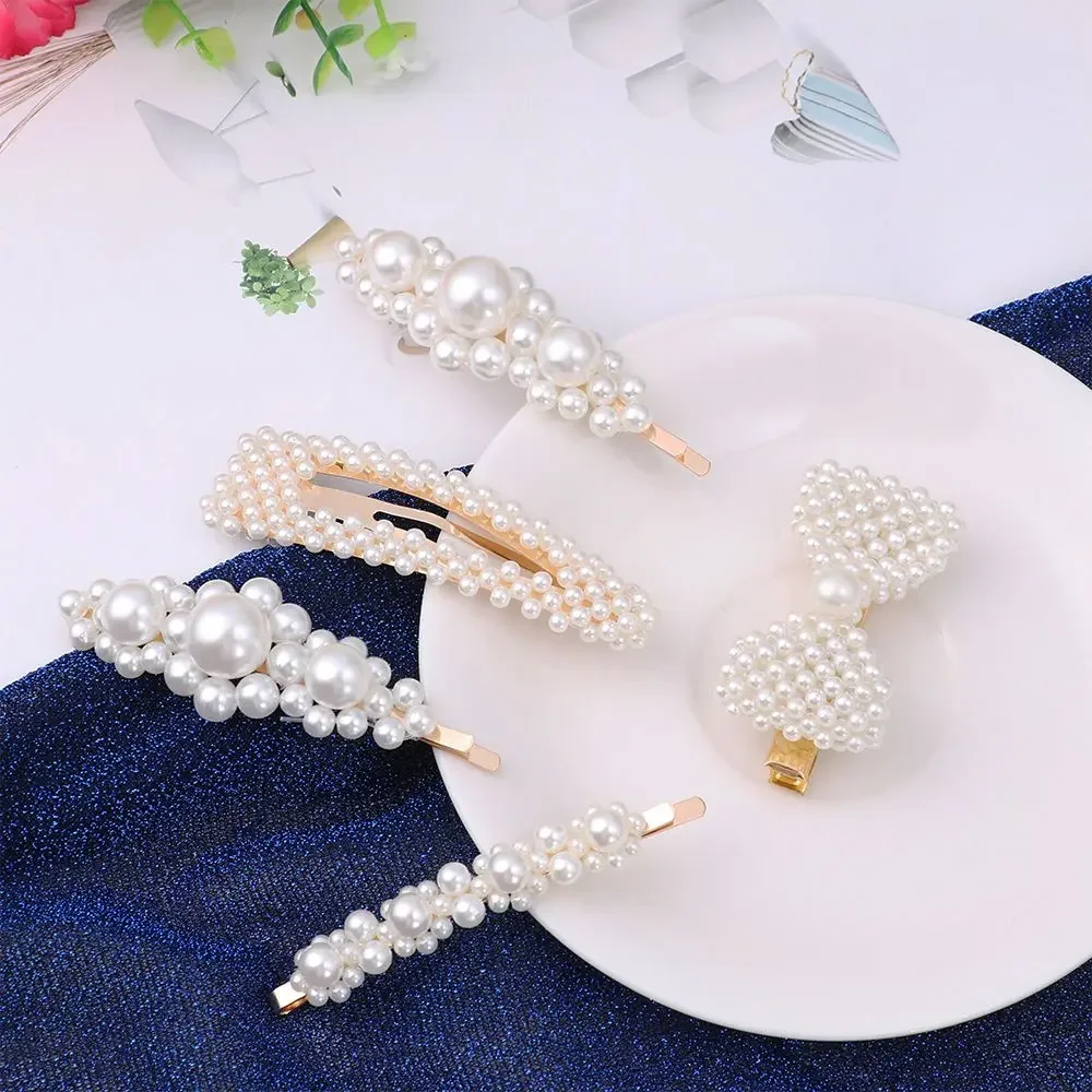 

5pcs / 6pcs Stylish Women Girls Hair Accessories Barrettes Pearl Flower Hairpins Headdress Jewelry Hair Clips