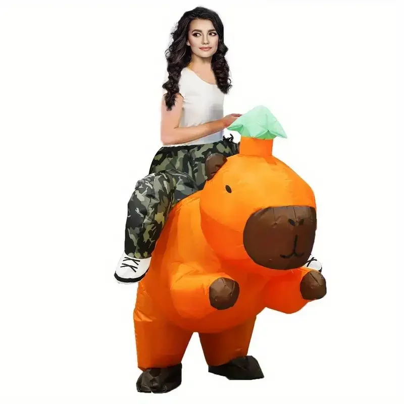 Ride-On Opblaasbaar Capibara Kostuum Grappig Dier Capibara cosplay opblaasbaar Outfit Halloween Carnaval Anime Expo Feestjurk rekwisieten
