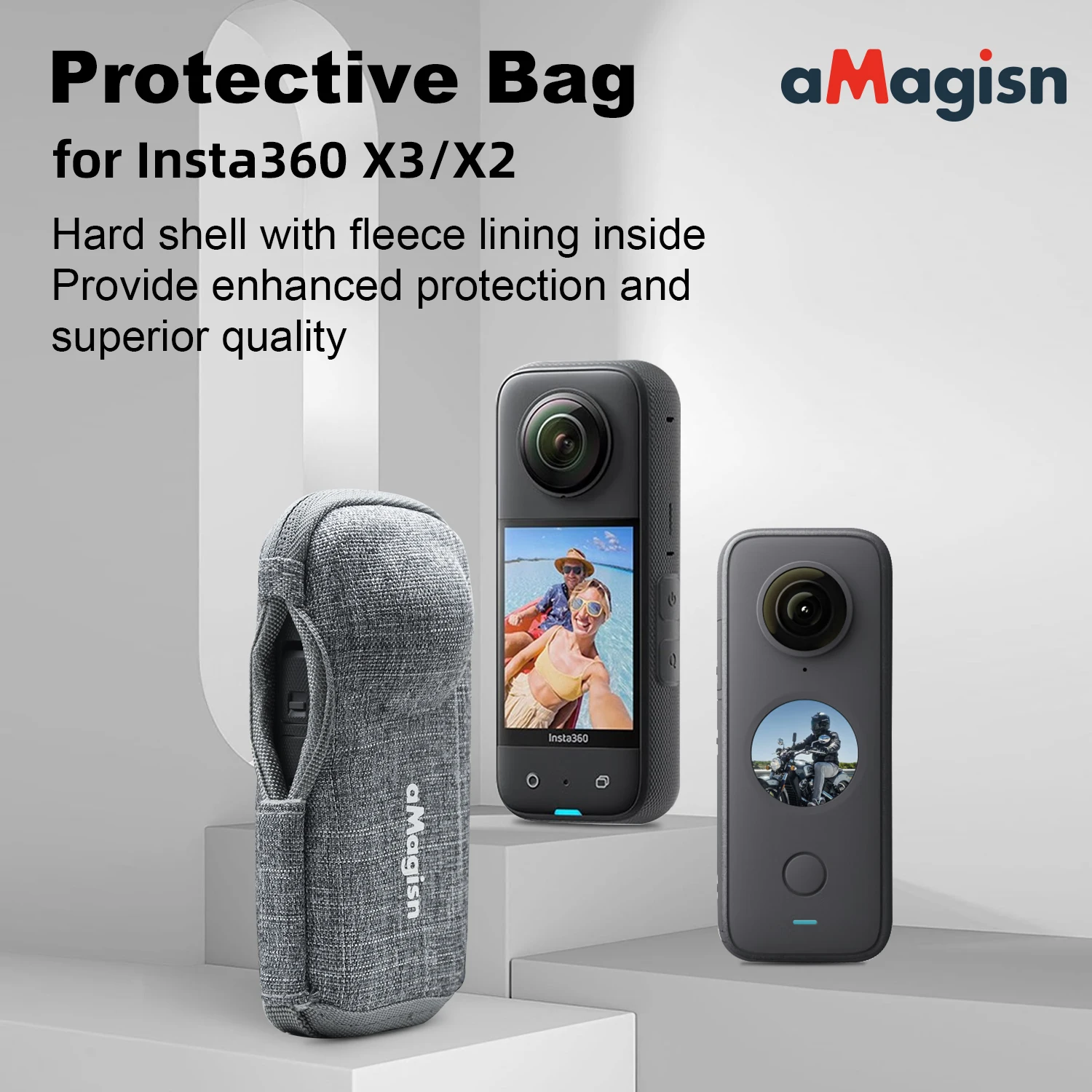 

aMagisn Portable Protective Bag for Insta360 X3 ONE X2 Mini Hard Shell Storage Bag Accessories for X3 ONE X2 Action Camera