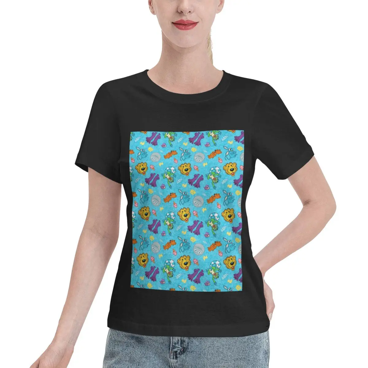 Cozy Loungewear Bear Big House Women's T-shirt Sports Fitness Women Daily Outfit Top
