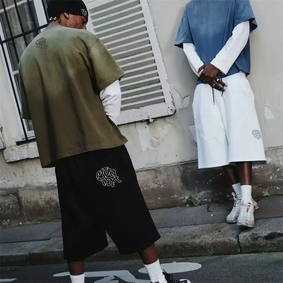 

Embroidered Pattern American Retro Hip-Hop Loose Casual Pants Y2k Men And Women Summer Streetwear Patchwork Oversized Shorts