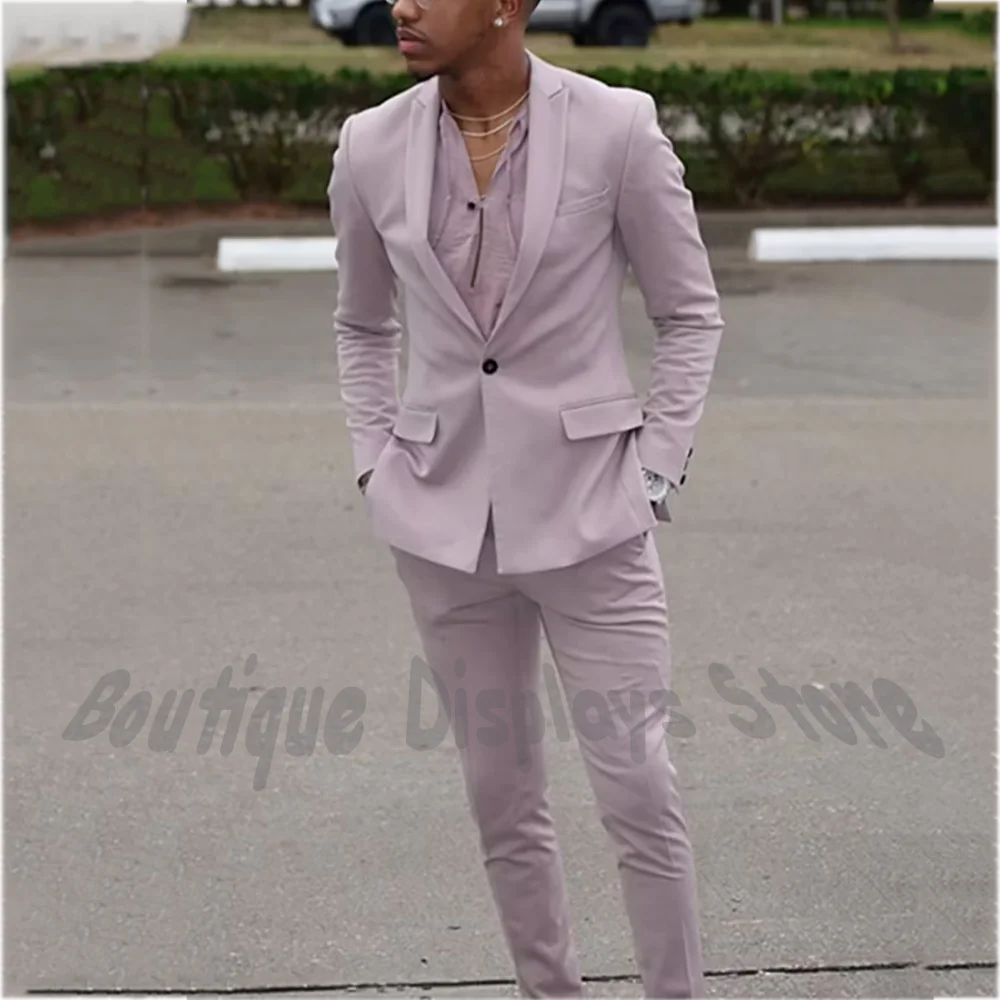 

Handsome High Quality Men Suit Peak Lapel One Button 2 Pieces Slim Fit Casual Prom Party Fashion Streetwear Daily Blazer Pants