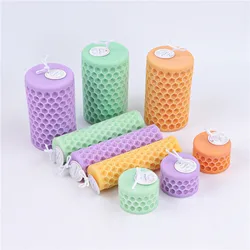 3D Honeycomb Cylinder Candle Silicone Mold DIY Aromatherapy Plaster Resin Handmade Soap Candle Making Kit Home Decor Gift