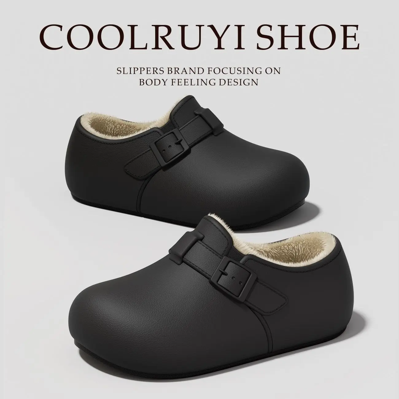 EVA Waterproof Closed Back Cotton Shoes, Winter Fleece Lined Warm Thick Sole Non-slip Cotton Shoes, Outdoor Couple Snow Boots