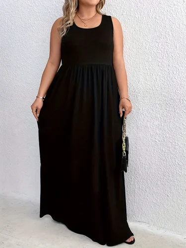 Imagen 2 del producto Vestido sin mangas tipo túnica con cuello redondo, novedad de verano, transfronterizo, talla grande, Europa y Estados Unidos