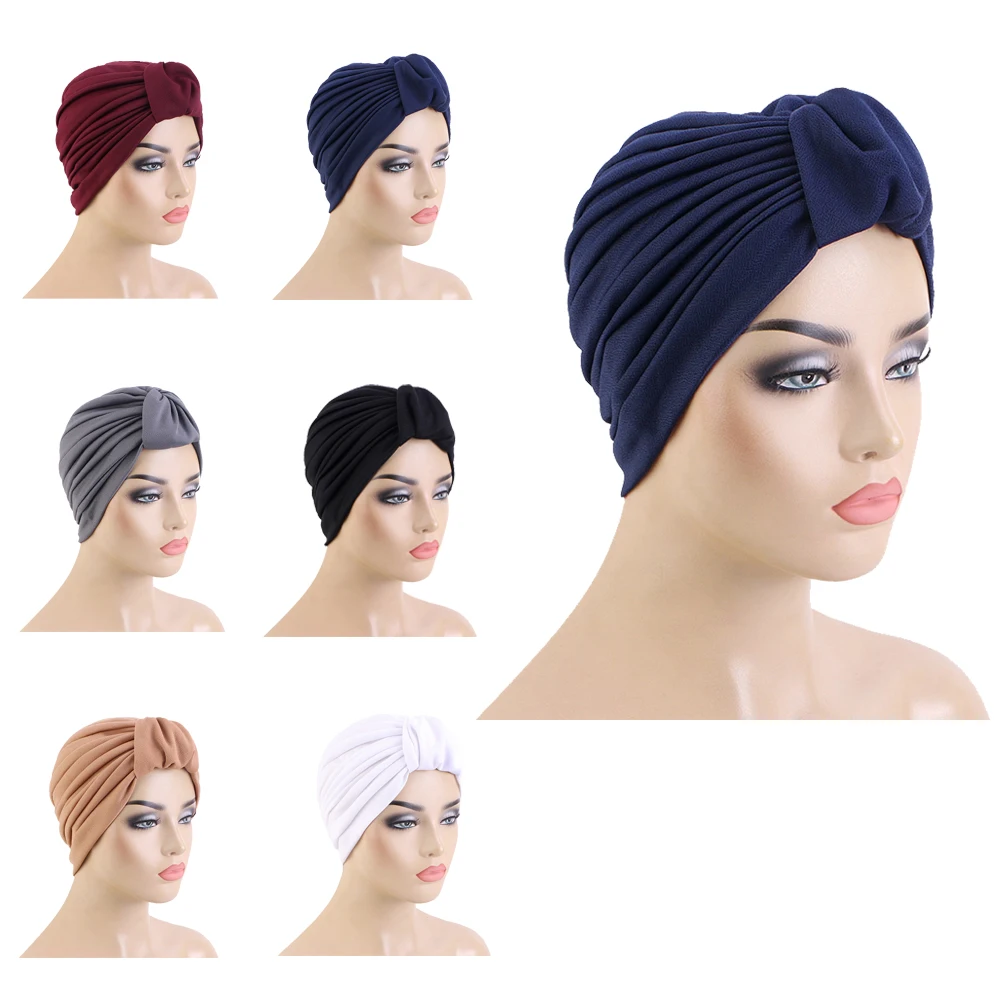 Marszczona czapka Turban na czole francuska plisowana czapka w stylu Retro damska nakrycie głowy czapka zimowa jesienne damskie czapki Turbante