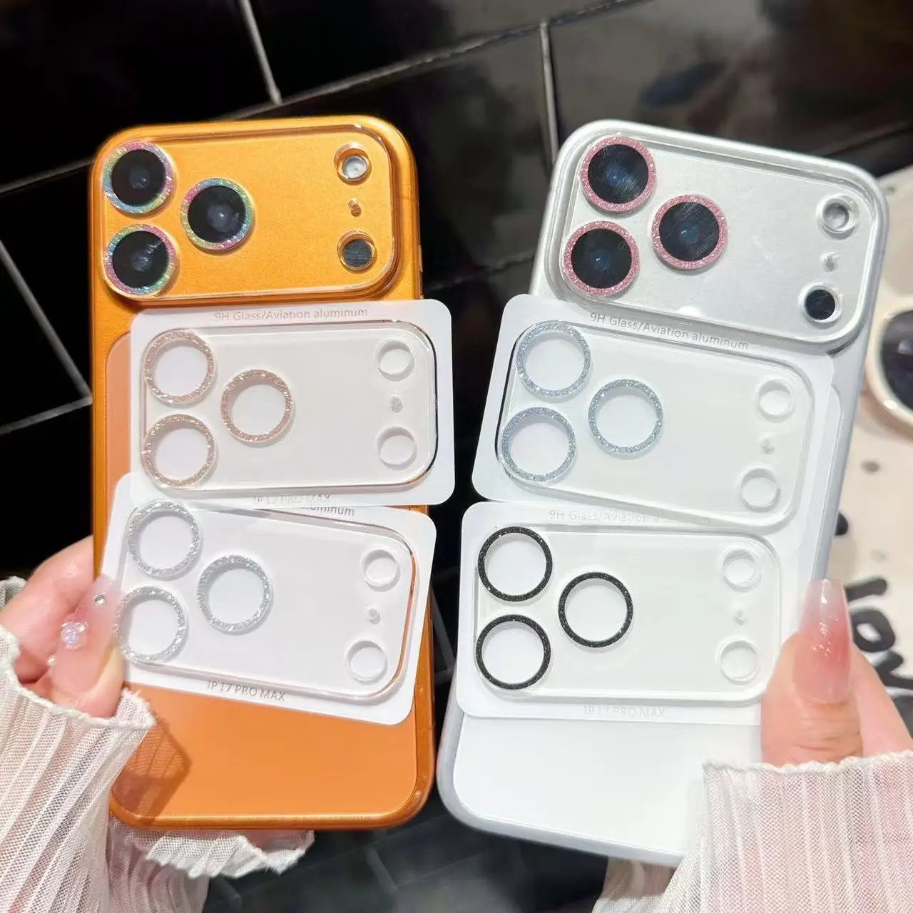 Luxury Glitter Camera Lens Protector For iPhone 18 17 Pro Max 16 15 14 Pro Max Plus Dopamine Candy Color Glitter Lens Film Cover