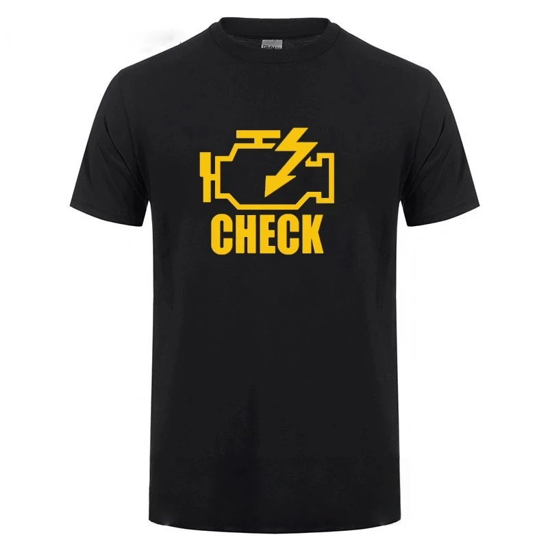 

Fun car repair inspection engine light T-shirt Men's clothing summer 100% pure cotton casual outdoor sportswear T-shirt