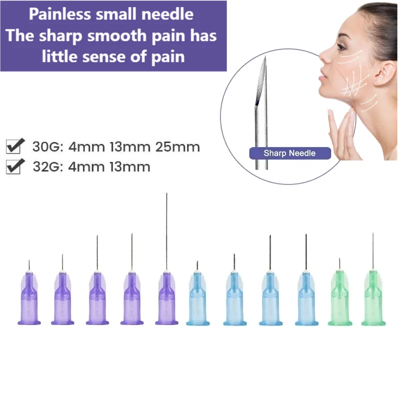 Petite aiguille stérile indolore jetable, micro-plastique médical, injection cosmétique, chirurgical, 34G, 1,mm, 32G, 2mm, 4mm, 30G, 50 pièces