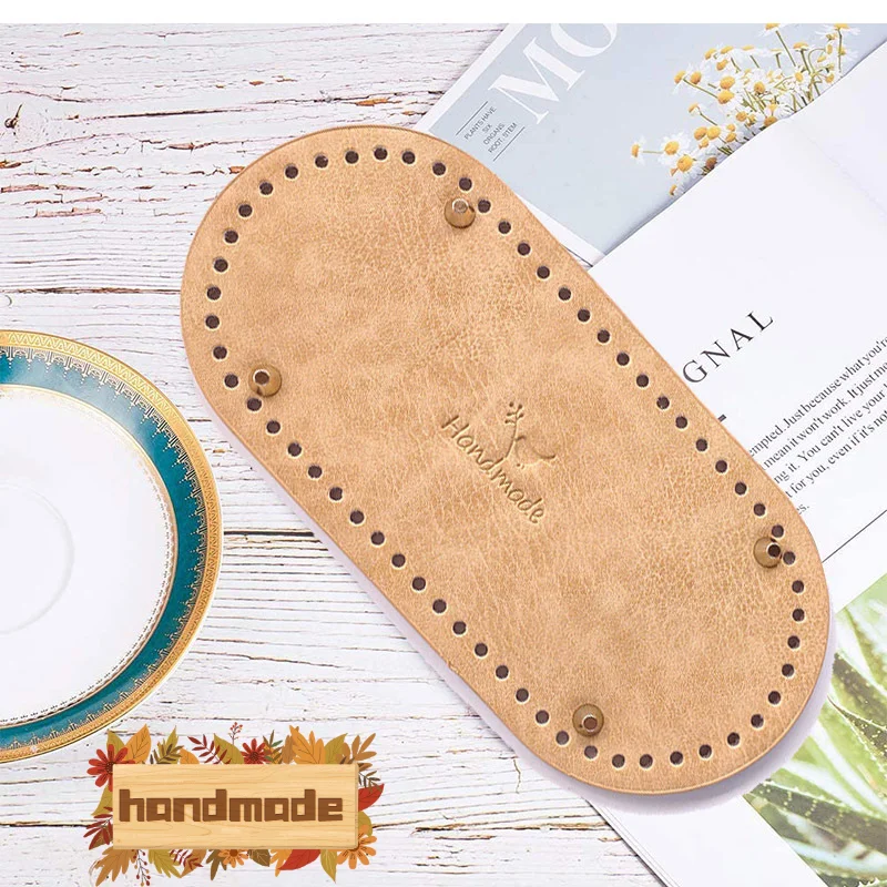 12*25cm Oval Long Bottom For Knitted Bag PU Leather Bag Accessories Handmade Bottom DIY Crochetbag Pad Women Bag Bottom Base