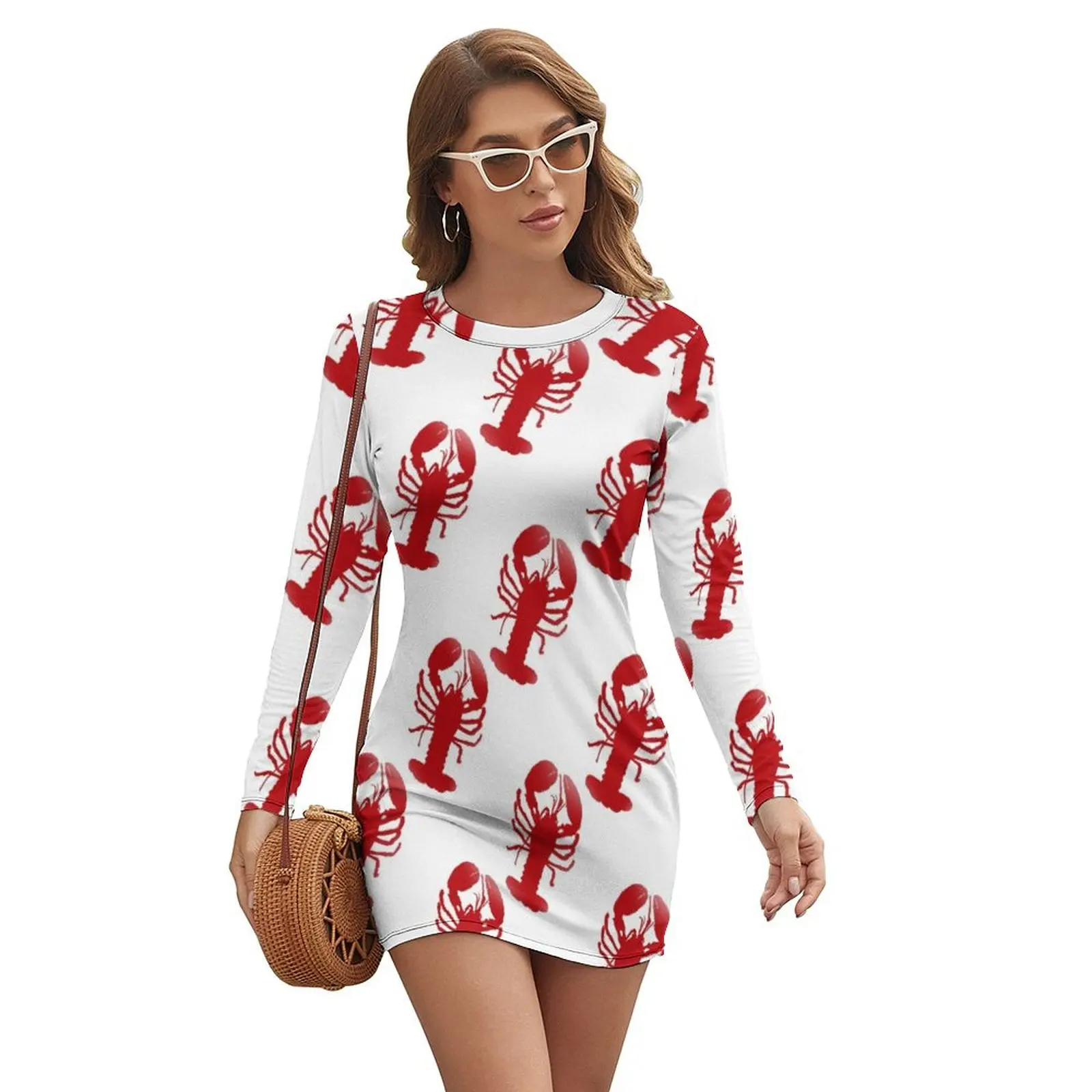 

Red Lobster Repeating Pattern Long-sleeved Dress dress women summer 2024 Bridesmaid dress woman Evening gown