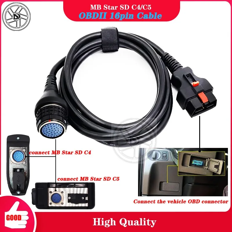 

High quality SD Connect Compact4 OBD2 16PIN Cable for MB Star SD C4 OBD II 16 pin main testing Cable car diagnostic tools adapte