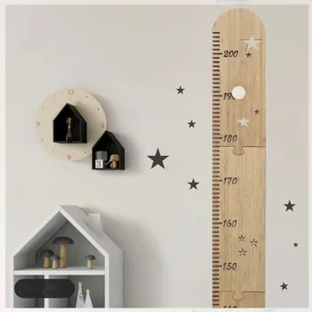 Carta de altura de madeira para crianças, Régua personalizada, dobrável, acompanhar o crescimento do seu filho, crescimento, decoração da parede, 5pcs por conjunto