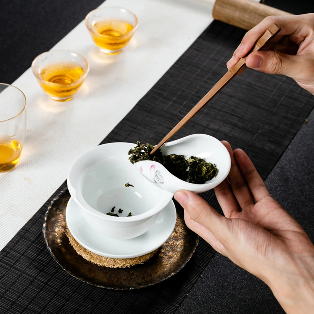 

2 шт. керамическая чайная ложка элегантный дизайн чайный дозатор практичный аксессуар для чайной посуды для ресторана, офиса, дома