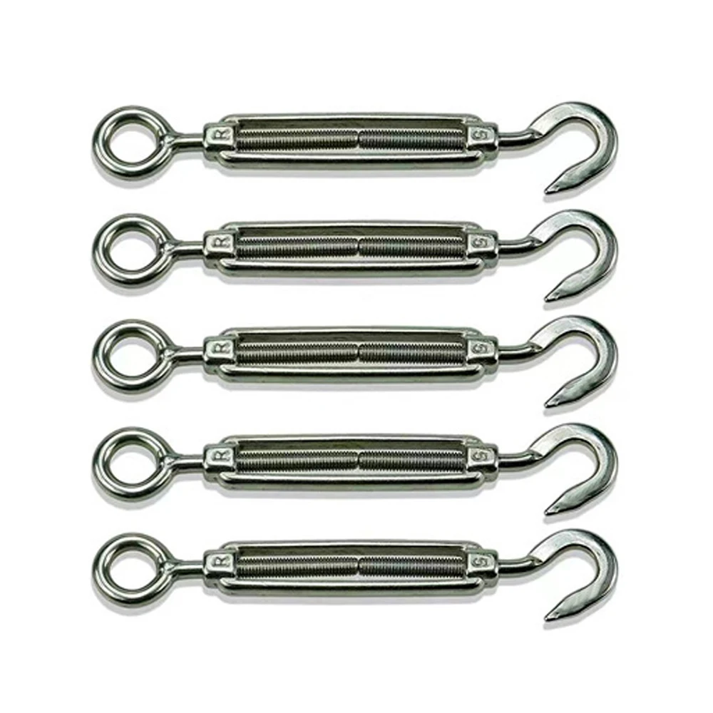 

5Pcs M4 Stainless Steel 304 Open Body Turnbuckle Eye-hook Screws Wire Rope Tension Tighten Screws for Flower Basket