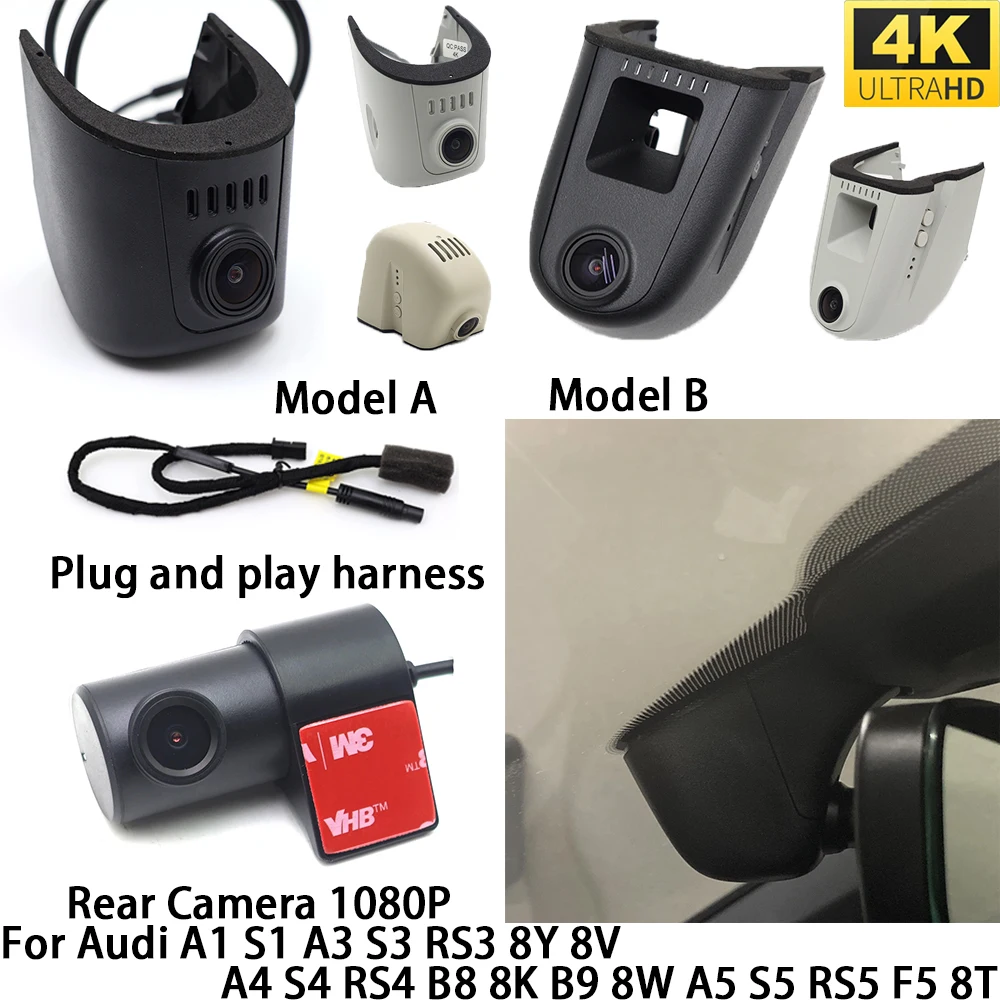 Caméra de tableau de bord DVR OEM avant et arrière avec enregistreur vidéo Wifi pour Audi A1 S1 A3 S3 RS3 8Y 8V A4 S4 RS4 B8 8K B9 8W A5 S5 RS5 F5 8T 4K