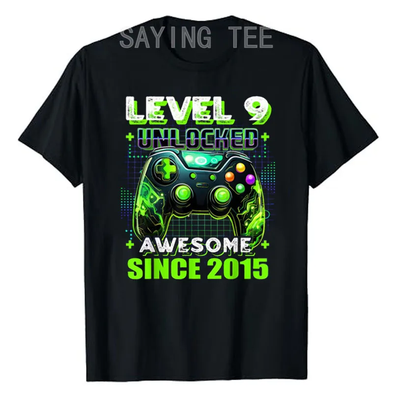 

9th Birthday Gamer 9 Year Old Funny B-day Boy Nine Son Nephew T-Shirt Gift Born in 2015 Video Game Lover Clothes Awesome Tee Top