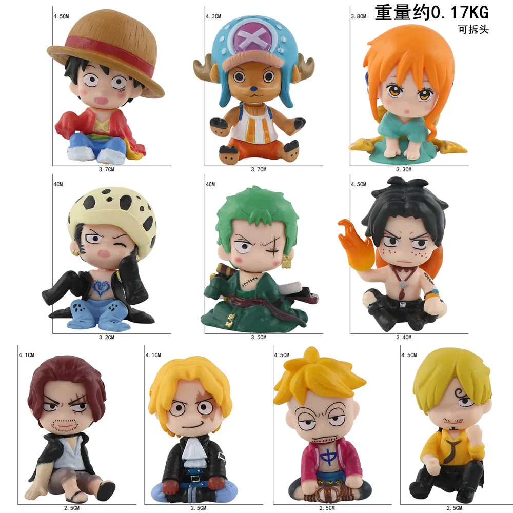 2026 One Piece 10PCS  Figures Set Luffy Law Sabo Zoro Sanji Nami Chopper Marco Ace Roger Action Figurine Model Doll Toys Gift