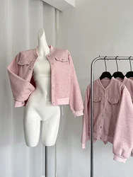 Cappotto giacca rosa da donna Y2k Harajuku anni '90 estetica streetwear elegante cappotto vintage a maniche lunghe capispalla top anni 2000 vestiti 2024