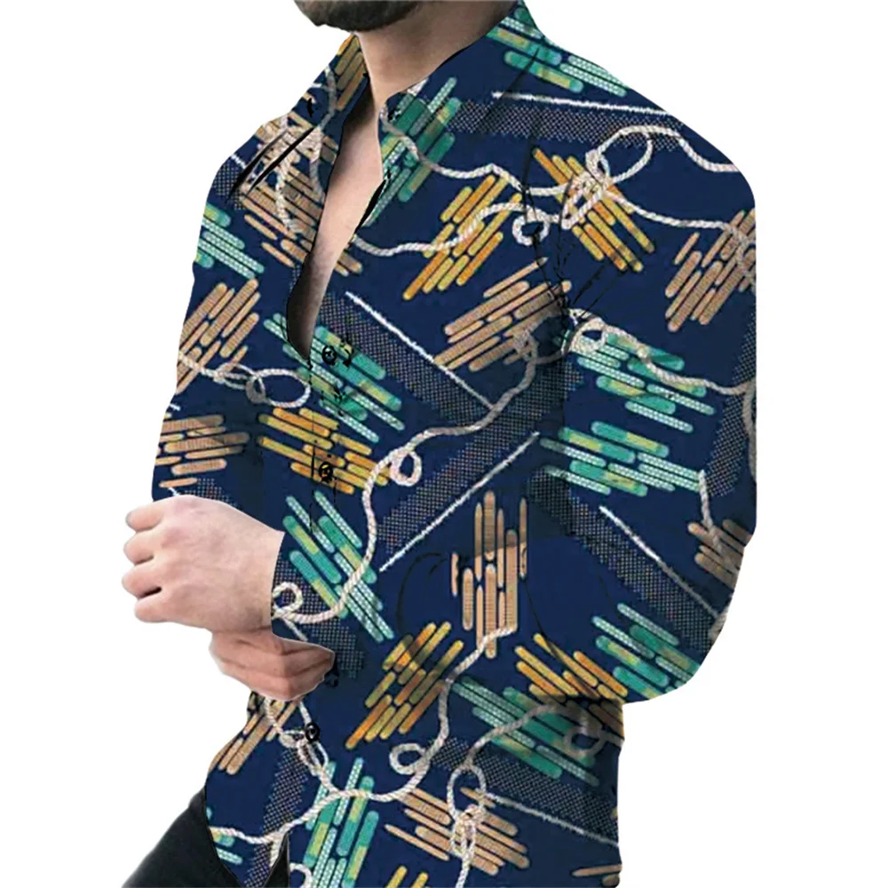 Chemises à fleurs noix de cajou pour hommes, impression 3D, cardigan à revers, section mince, chemise mince, manches longues avec bouton, nouveau, printemps 2024, Y2k