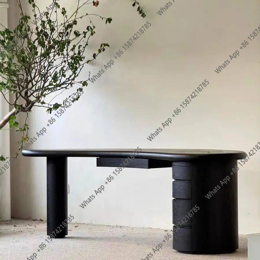 

Средневековый черный письменный стол из массива дерева, дизайнерский, необычной формы, в стиле ретро, высококачественный, художественный, для учебы и работы за компьютером.