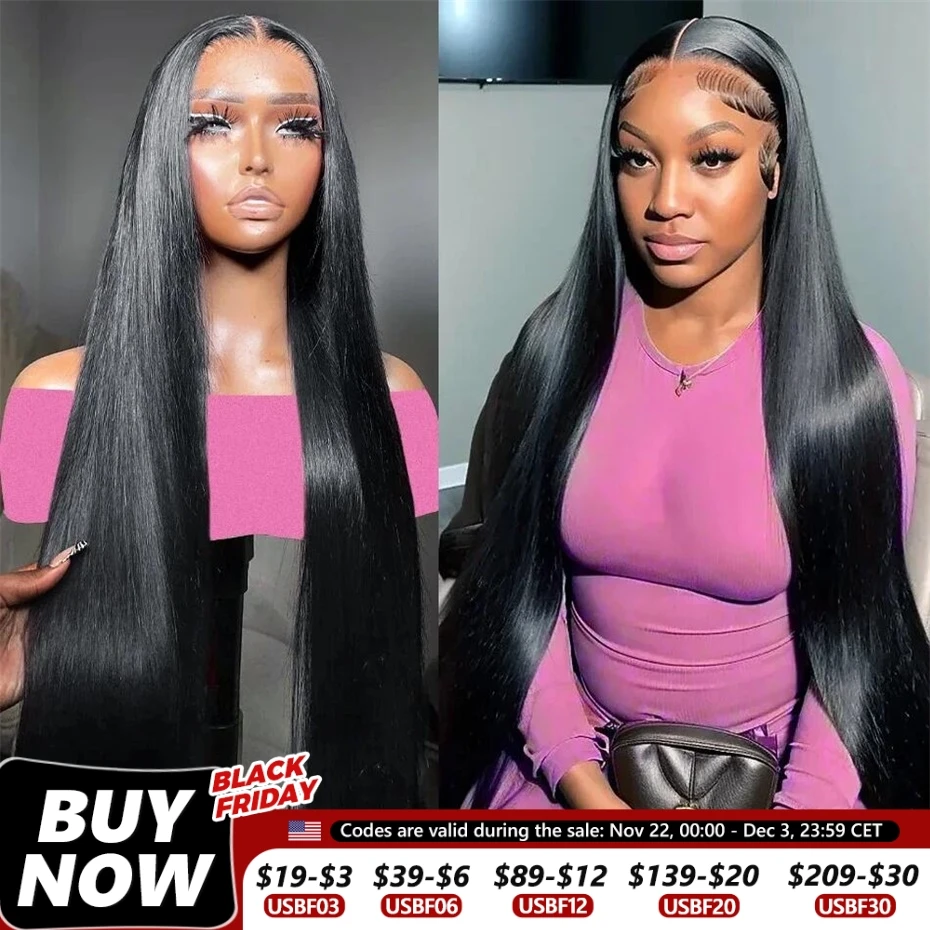 30 32Inch 13x4 13x6 Lace Front Human Hair Wigs Straight Transparent Lace Human Hair Wigs Pre Plucked For Black Women Bling Hair