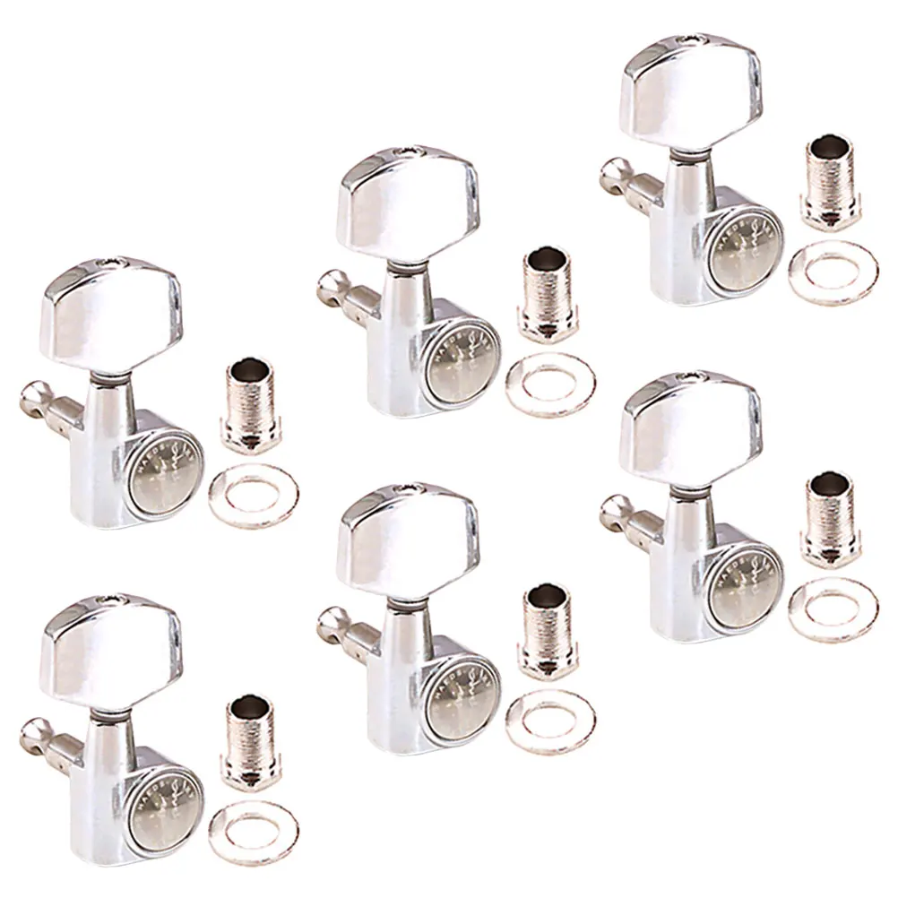 

6pcs Guitar String Pegs 3L3R Chrome Square Head Universal Tuners Accessories Metal Parts Lightweight Durable peg tool beginner
